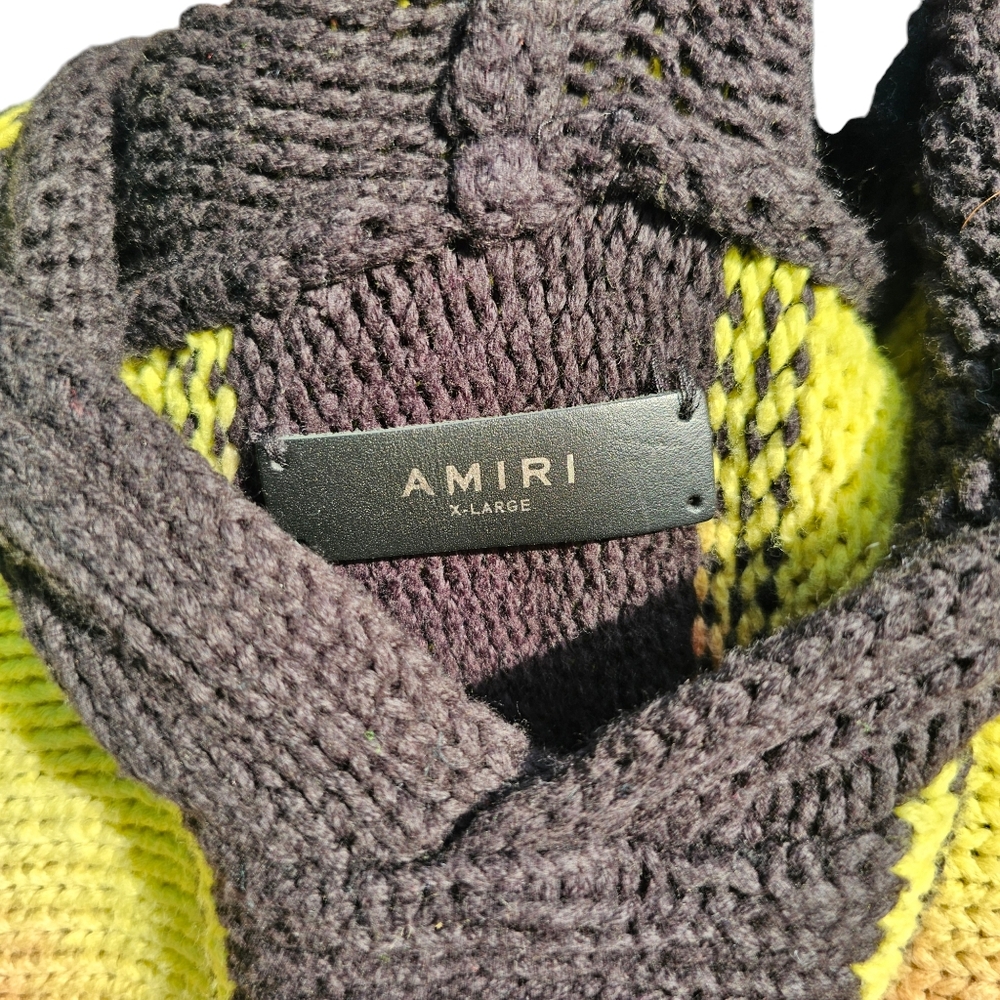 Amiri black and multi color knitted hoodie.